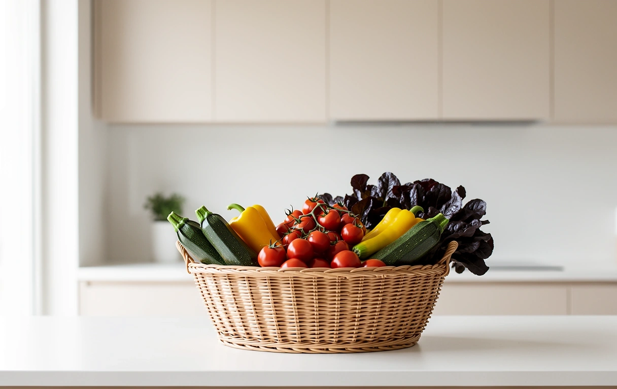 Cesta de vegetales frescos